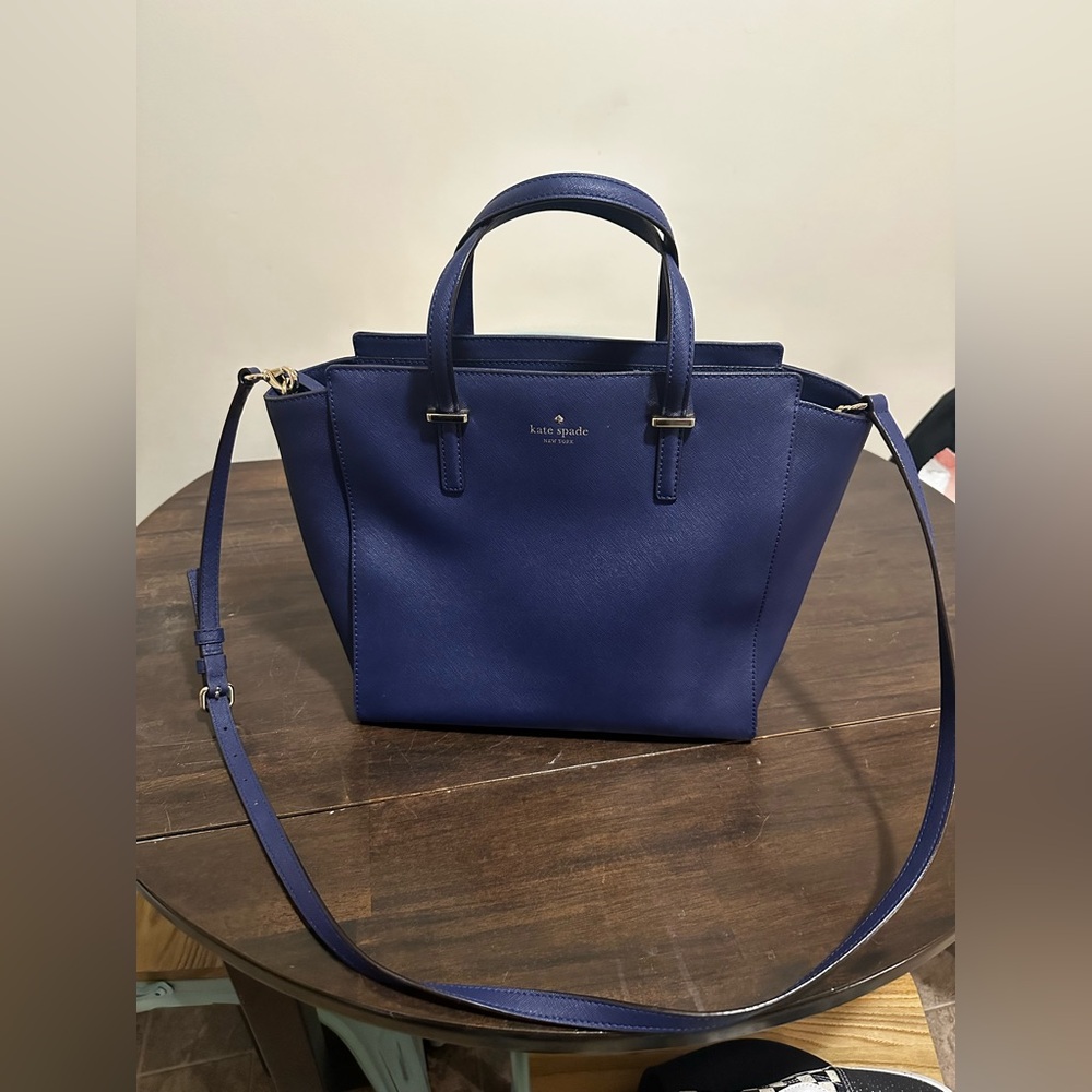 Kate Spade Blue Leather Tote Bag